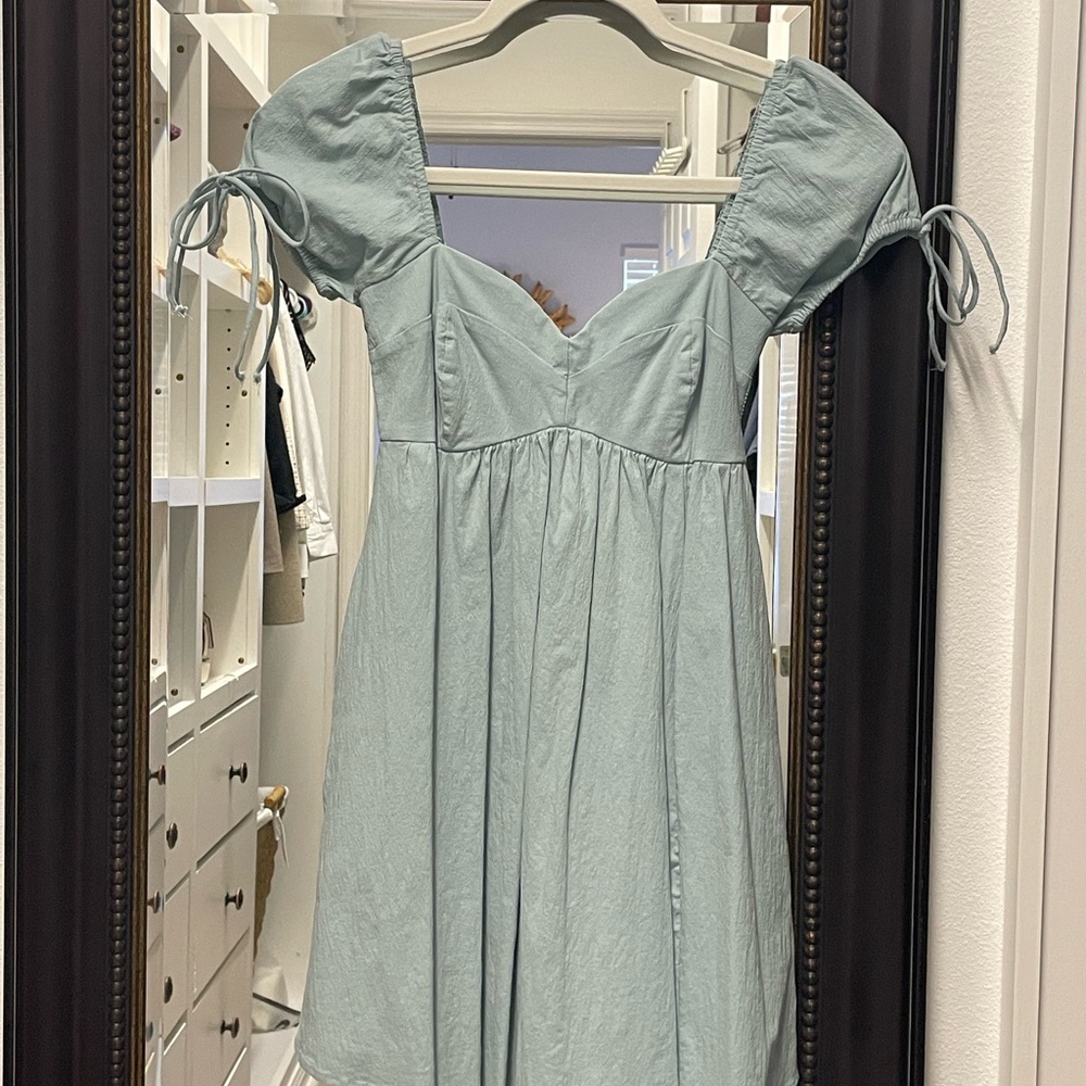 Abercrombie Light Blue Puff Sleeve Babydoll Dress